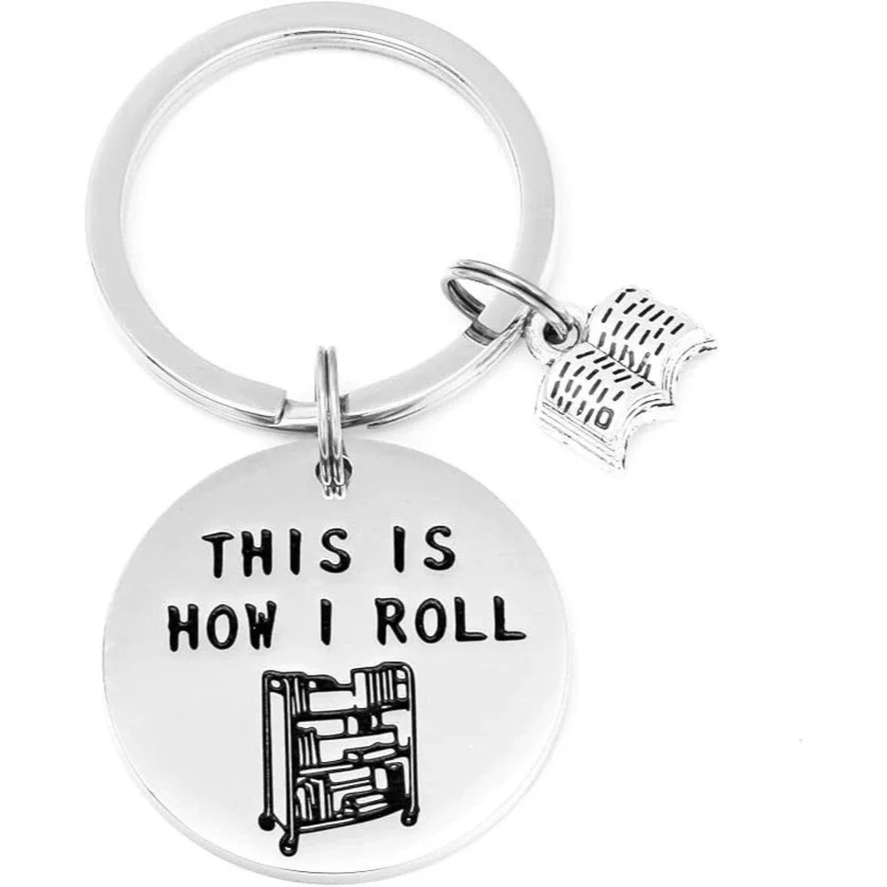 Librarian Keychain - 'This is How I Roll' for Bookworm Librarians